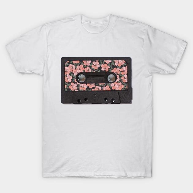 Audio cassette Vintage Grandma flowers T-Shirt by CocoFlower